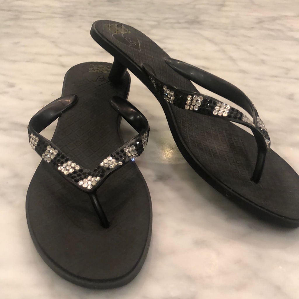 Ladies Black Jeweled Sandals